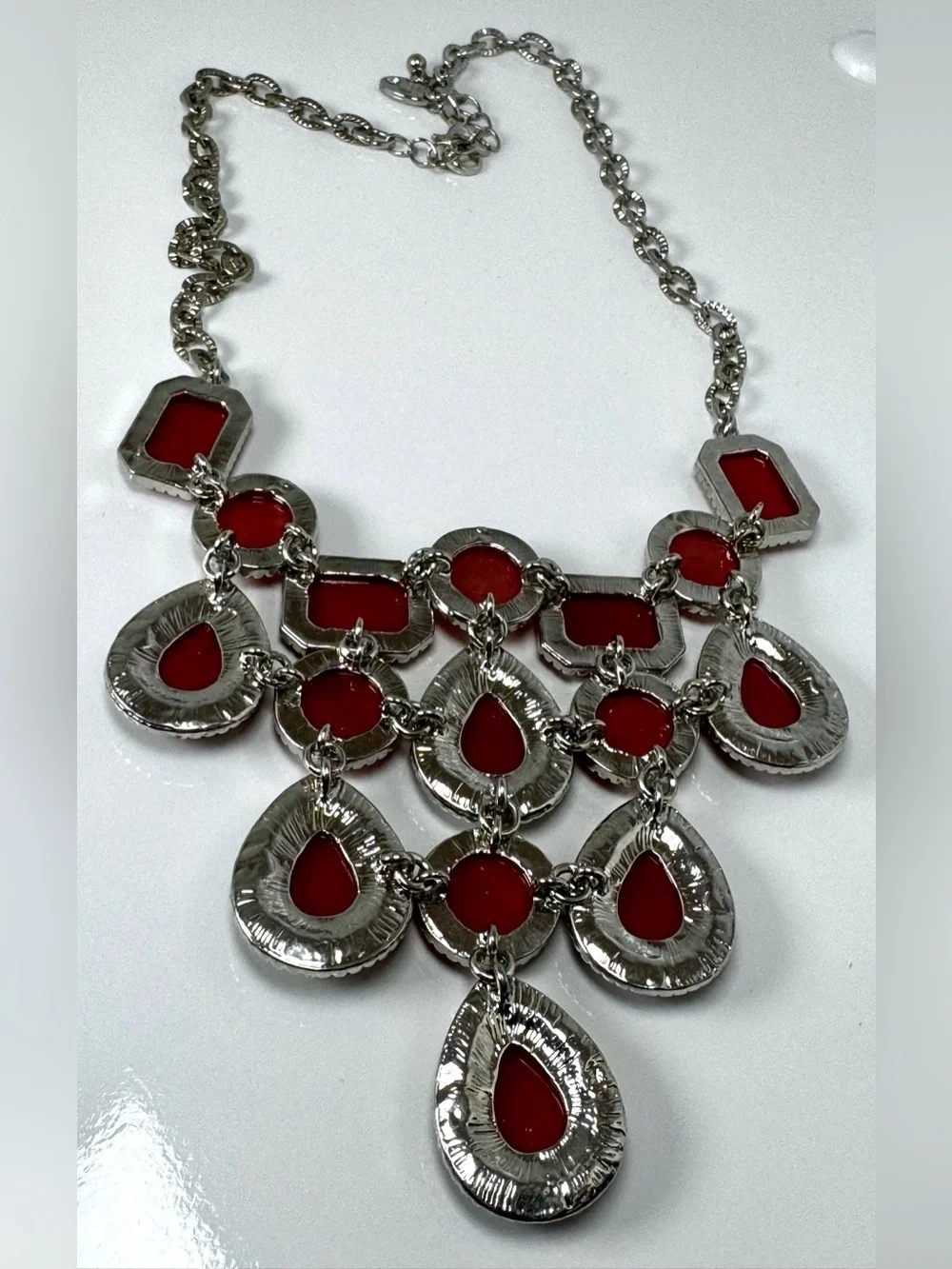 Charming Charlie Statement Orange Multi-Stone Bib Necklace #1754
